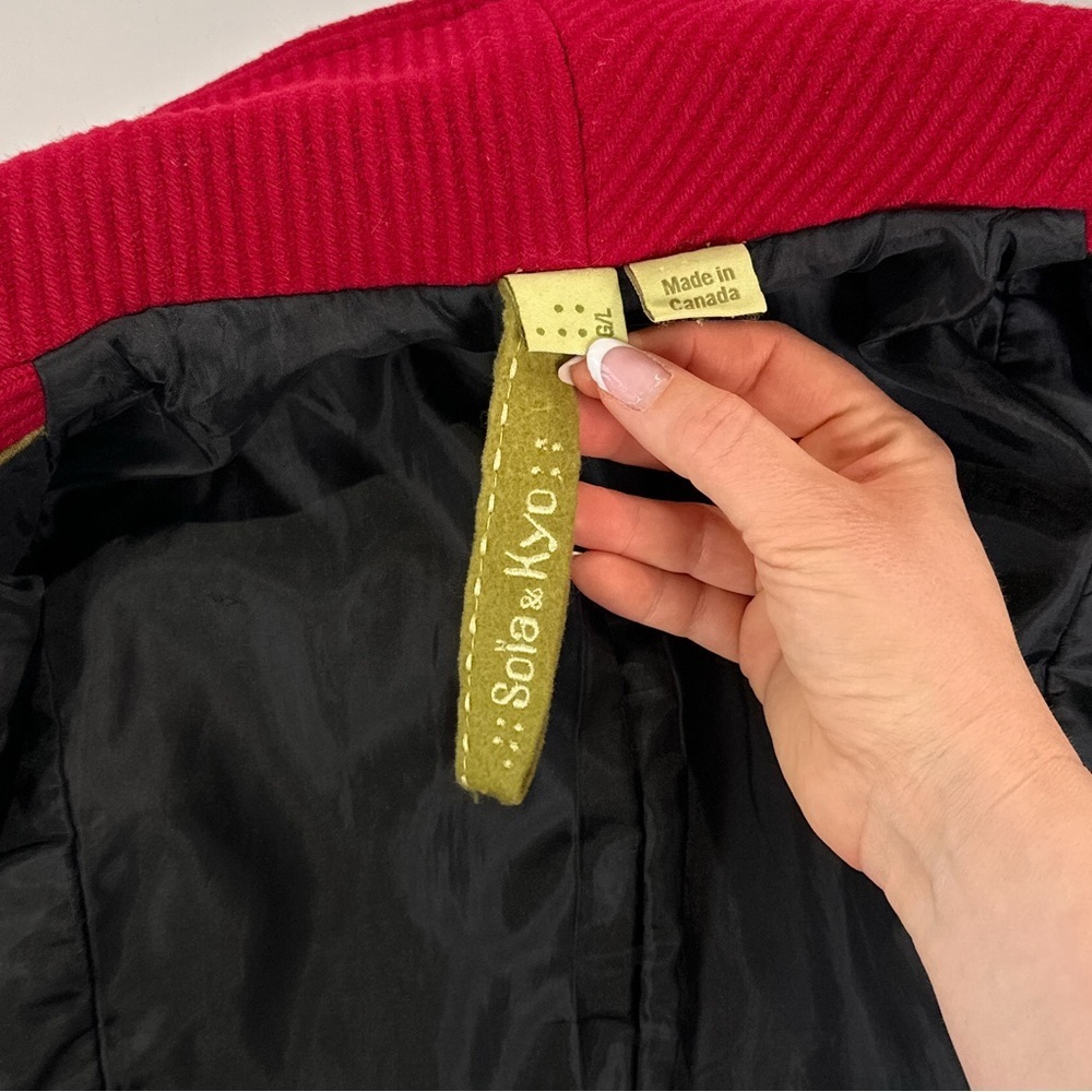Soia & Kyo Red Belted Pea Coat Jacket Womens S - Picture 8 of 12